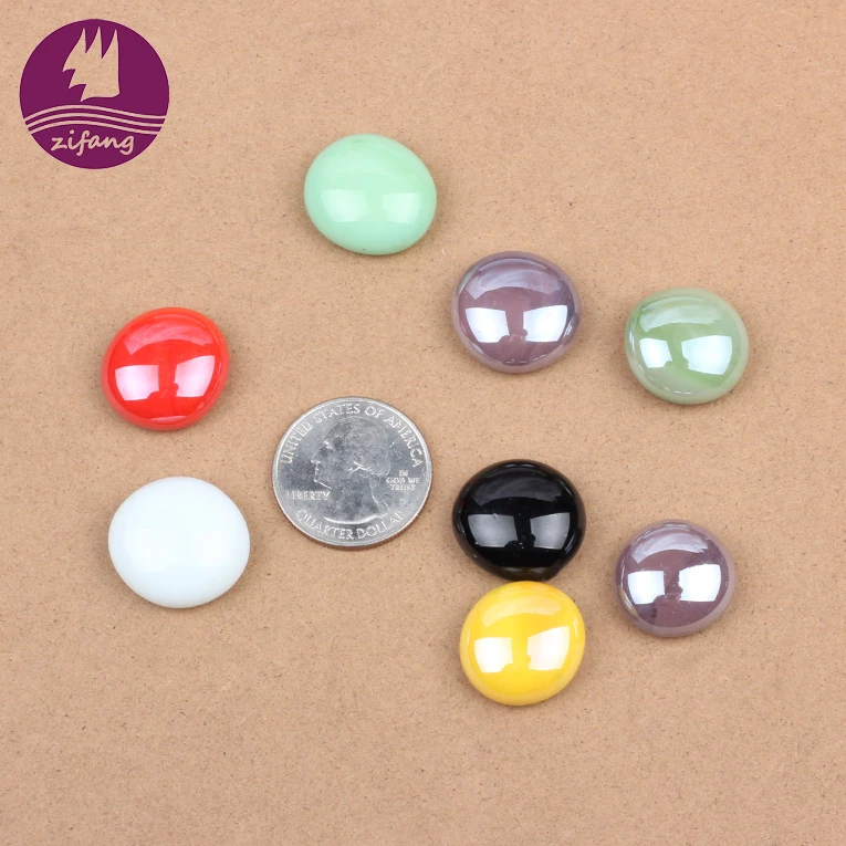 Colored porcelain small flat bead stone half round glass marble ball