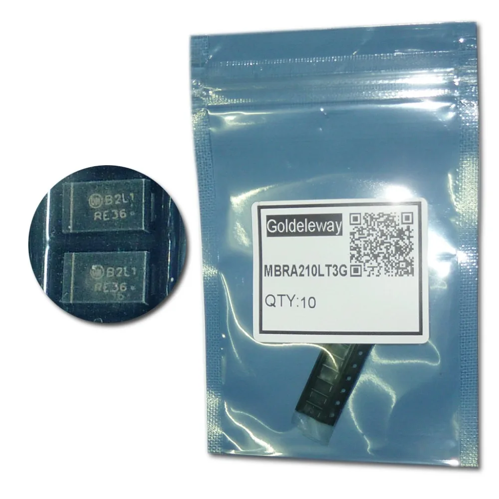 MBRA210LT3G Диоды Шоттки 10 В 2A 350mV/0.35 В SMA/DO-214AC маркировки B2L1 низкое напряжение питания выпрямитель