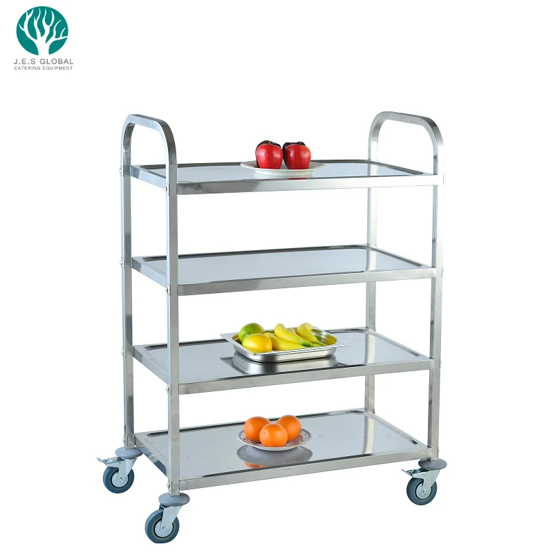 
Factory Sales 4 Tiers Stainless Steel Food Service Trolley/Dining Room Delivery Cart for Restaurant Catering Equipment 