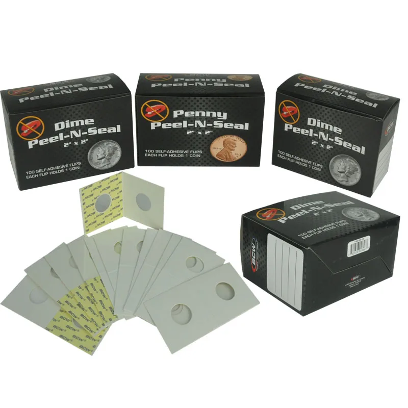 Wholesales Customized Challenge Euro Coin Collection Cardboard Holder Box With Double-side Adhesive and Clear PVC Film