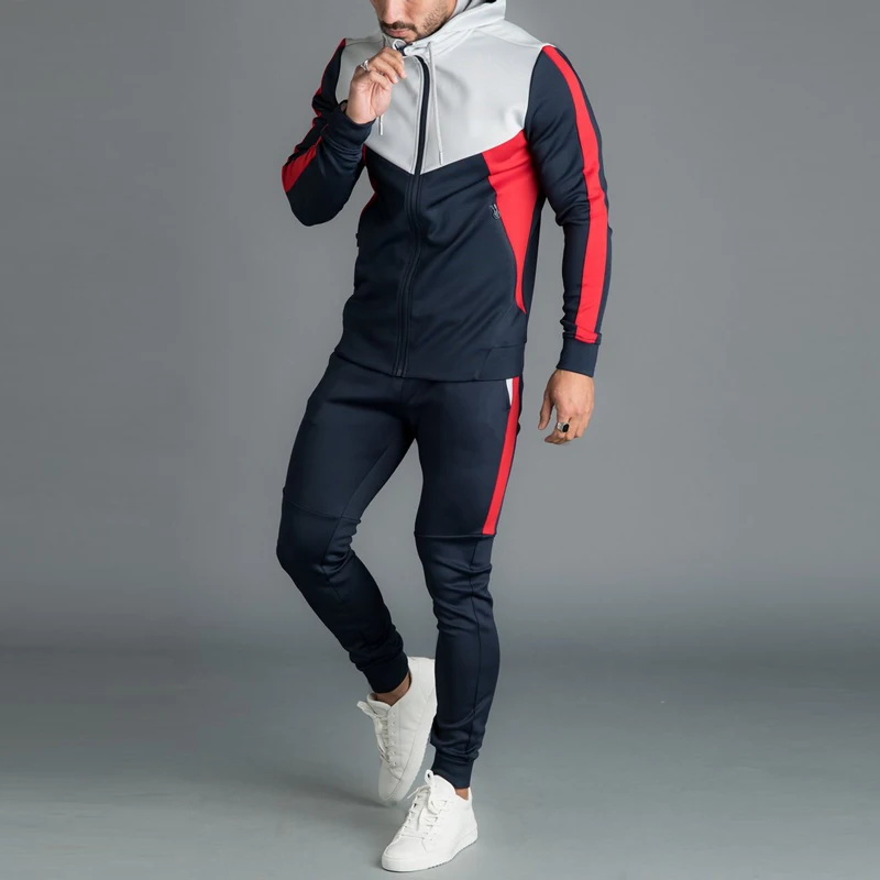 Mens Slim Fit Custom Fitted Plain Blank Tracksuits Wholesale Sports Wear Cheaper Sweat Wicking Training Tracksuits