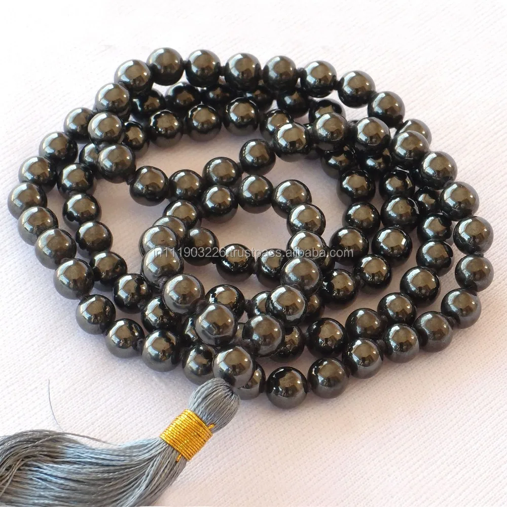 Semi precious 108 prayer bead Hematite Mala Beads for meditation bracelet