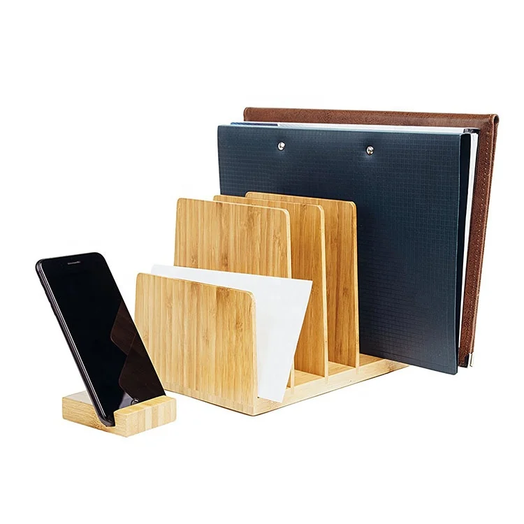 Bamboo Desk File Tray Office Organizer Desktop Document Folder Organizer