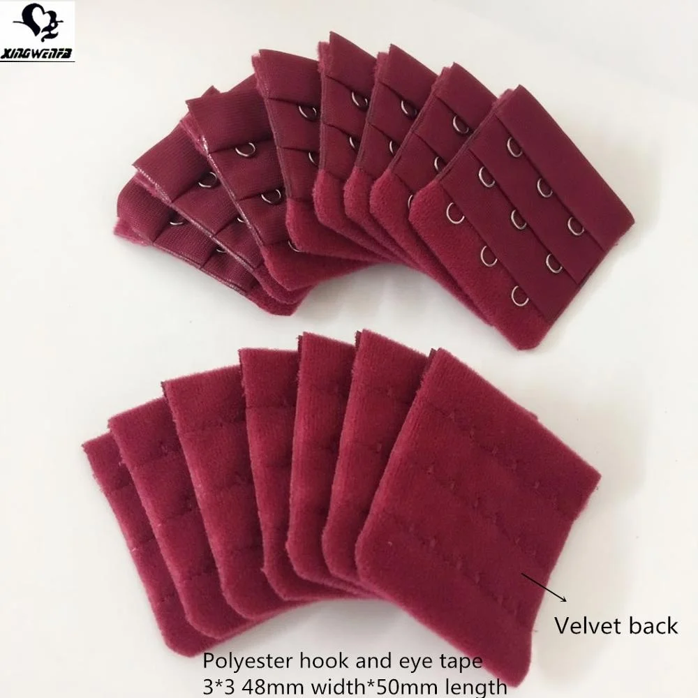 48mm 3*3 wine color Good quality polyester bra hook and eye tape