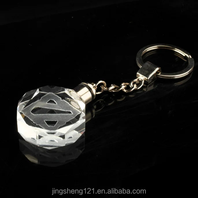 Factory Wholesale game  Logo Key chain Custom  healing k9  crystal led  Keychain with led