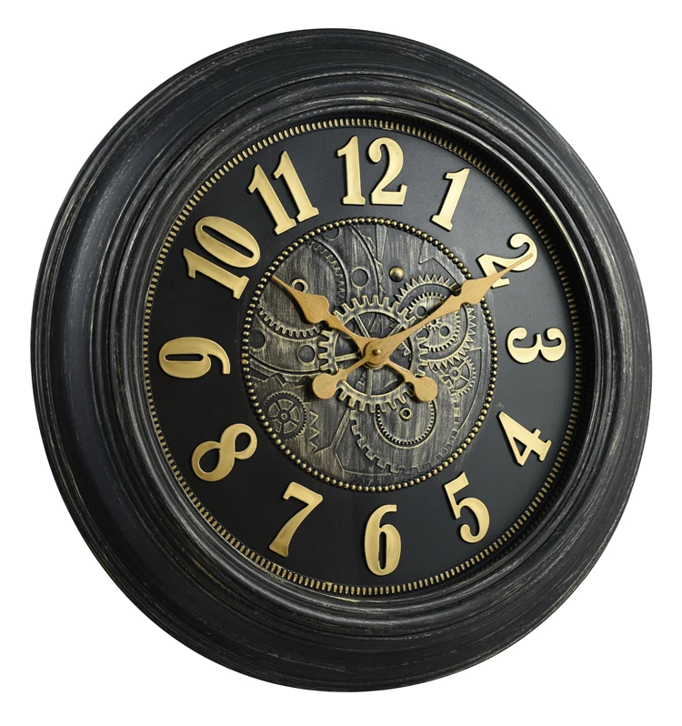 
Bar Hotel 24 inch oversize clock manufacturer oem antique promotional plastic quartz wall unique Retro decorated gear wall clock 