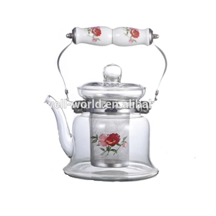 1200ml stainless steel filter kettle glass tea kettle
