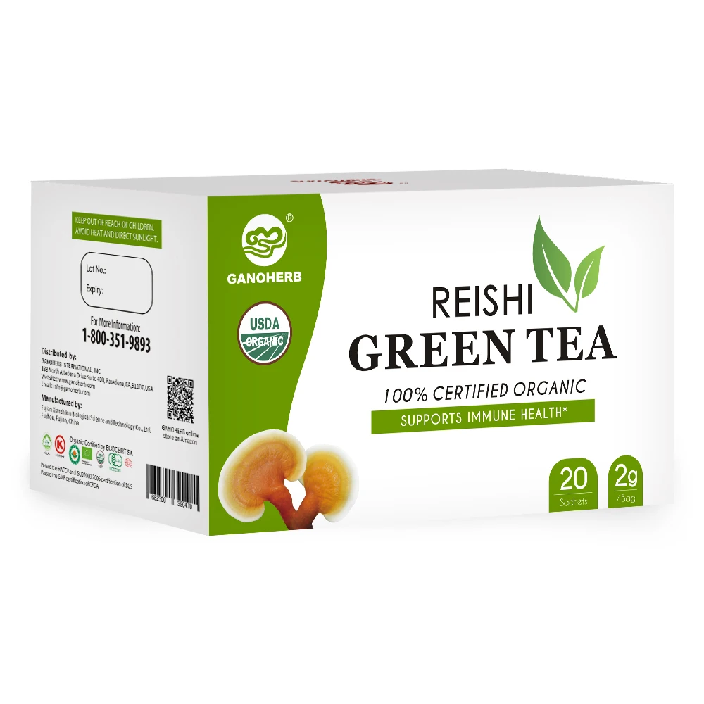 Free Sample Chinese Organic Herbal Green Tea With 100% Certified Organic Reishi mushroom In Bag Best Brands Price