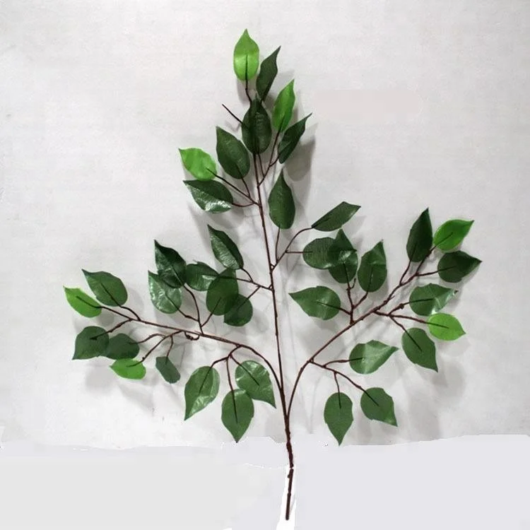 
new artificial foliage single ficus banyan branch leaves for decoration 