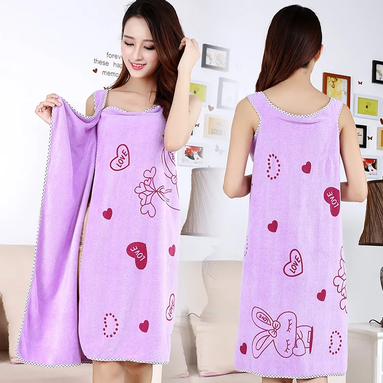 wholesale polyester cartoon printed can wear bath towel 80 * 135cm long dress