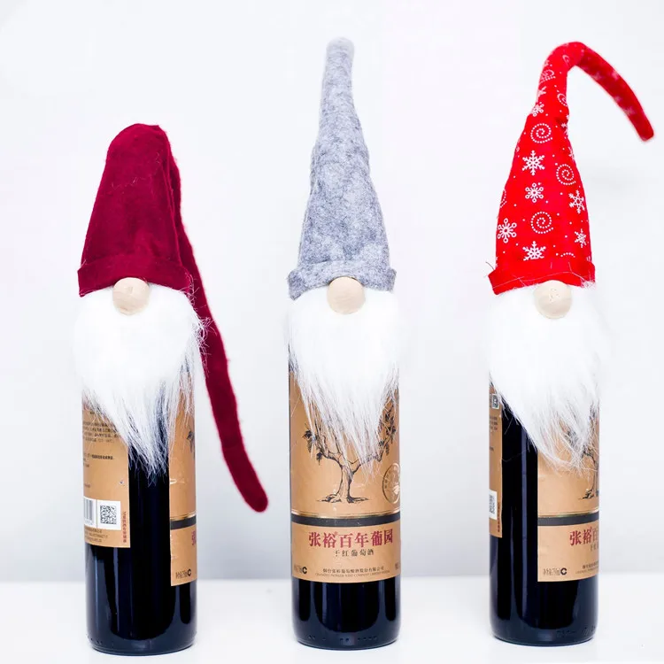 2023 Hot design Wine Decoration Velvet Santa Wine Bottles Cover