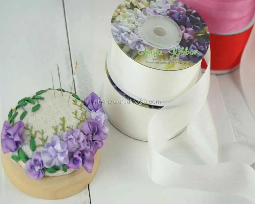 
25mm 32mm 100% pure silk embroidery ribbon thin faffeta habutai silk ribbon high quality gift ribbon handcraft embroidery 