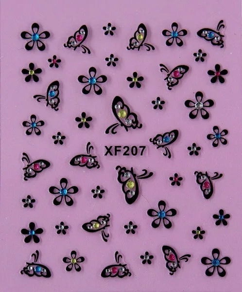 butterfly black 3D design Water Transfer Nails Art Sticker decals lady women manicure tools Nail Wraps