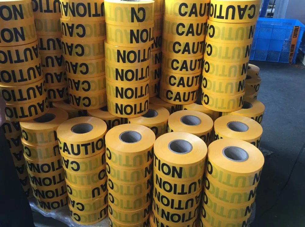 Yellow and black barricade tape caution tape produced by zhongji.china