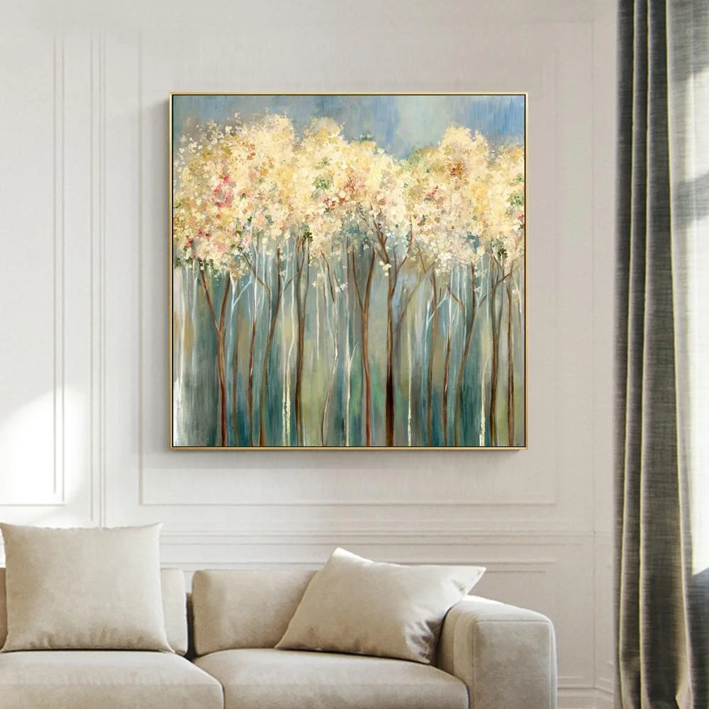 
Modern abstract landscape canvas printing hot selling beautiful thick tree painting print for wall art home decor 
