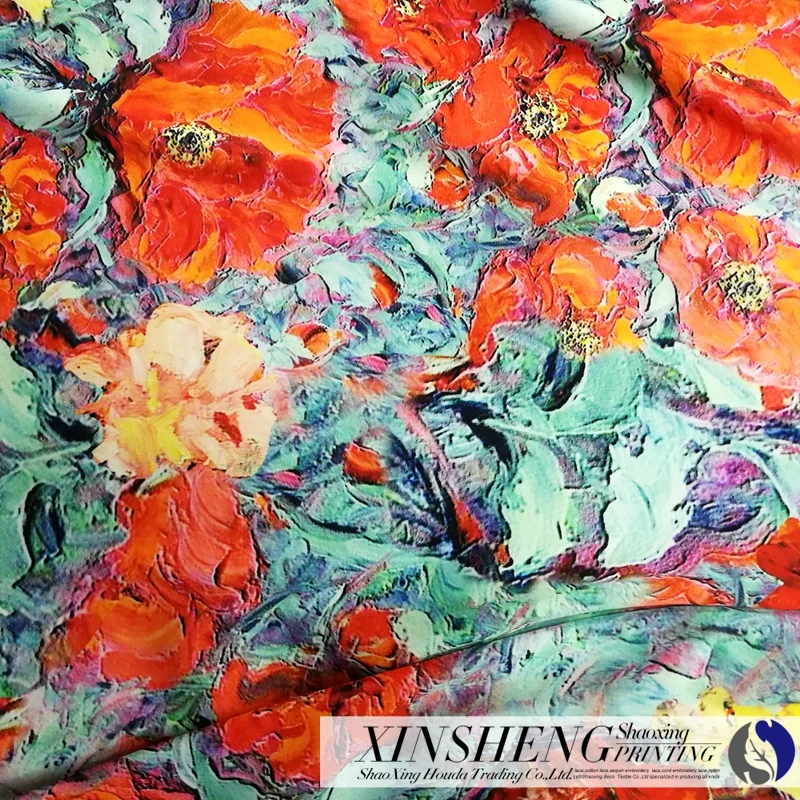 Digital printing Spandex satin chiffon fabric for the spring and summer dress