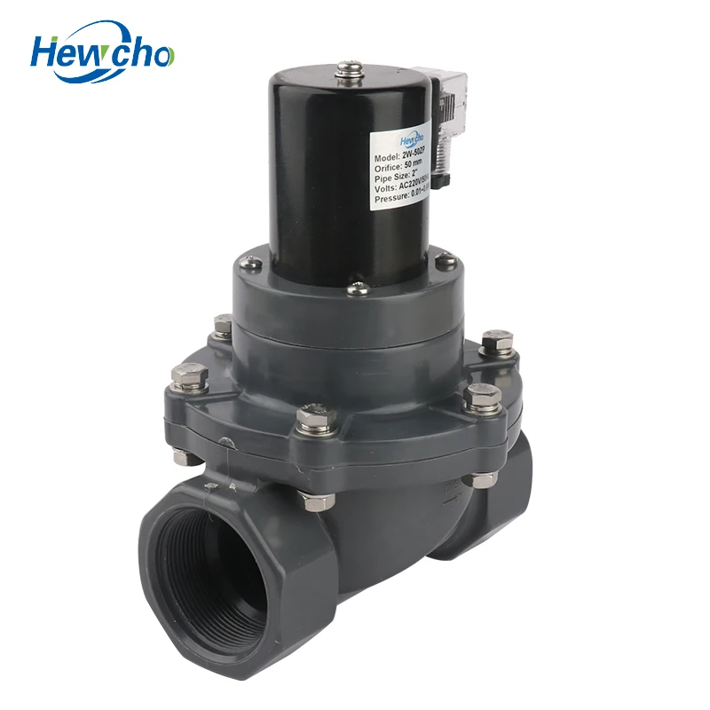 
AC 220V UPVC CPVC Anti Corrosive Solenoid Valve for Liquid Seawater Acid Chemical Normally Closed 
