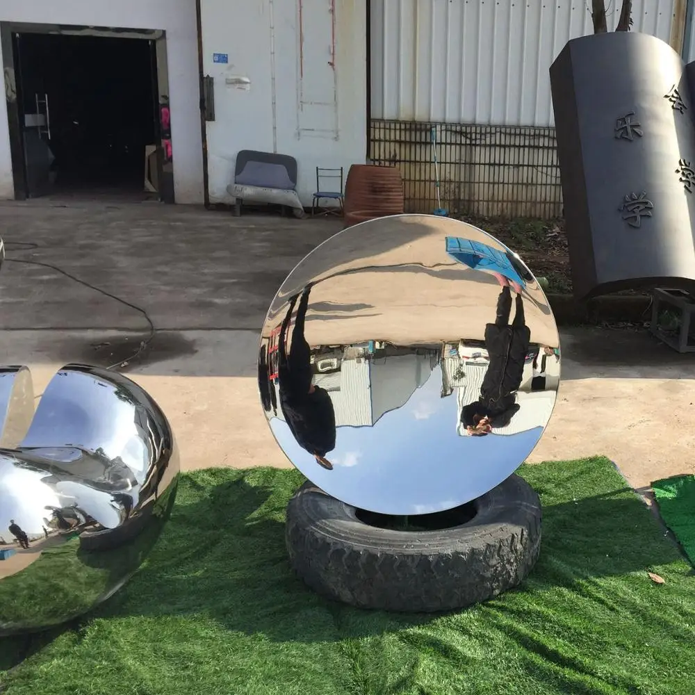 Modern wall art concave dish mirror polished garden statue home decoration window display metal craft sculpture factory supply