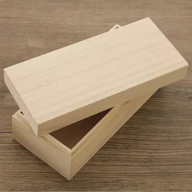 
plain Square Wooden Box with Lift-off Removable Lid 
