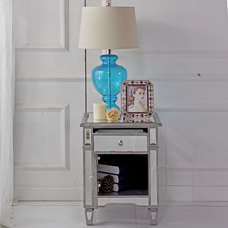 
Popular type small bedside table mirrored nightstand bedroom furniture 