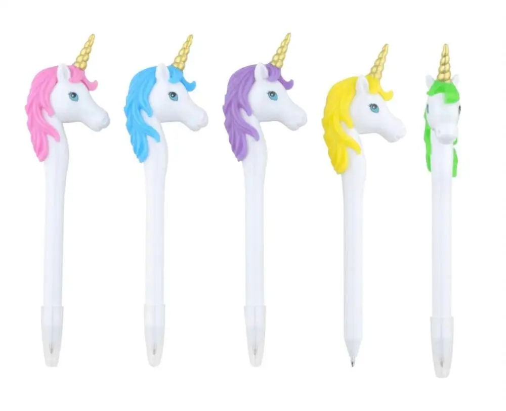 
hot selling novelty plastic unicorn shape design ball pen for kids 