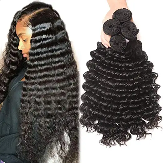
Wholesale Raw Cuticle Aligned Virgin Deep Wave Hair Bundles , Natural Remy Virgin Raw Indian Temple Hair Vendor 