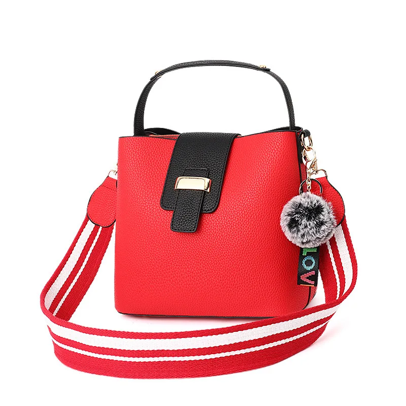 Fashion women leather tote bag shoulder messenger bucket bag