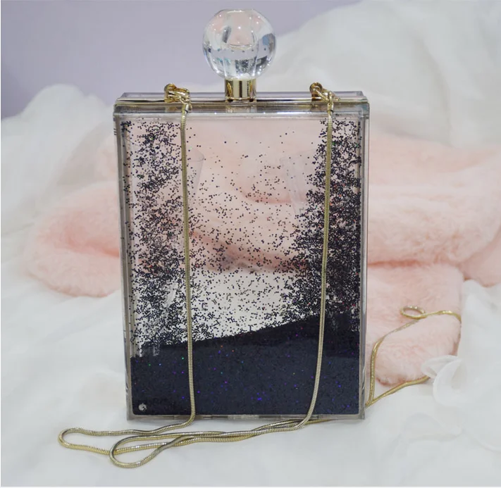 Wholesale alibaba acrylic sequins liquidsand acrylic clutch evening bag
