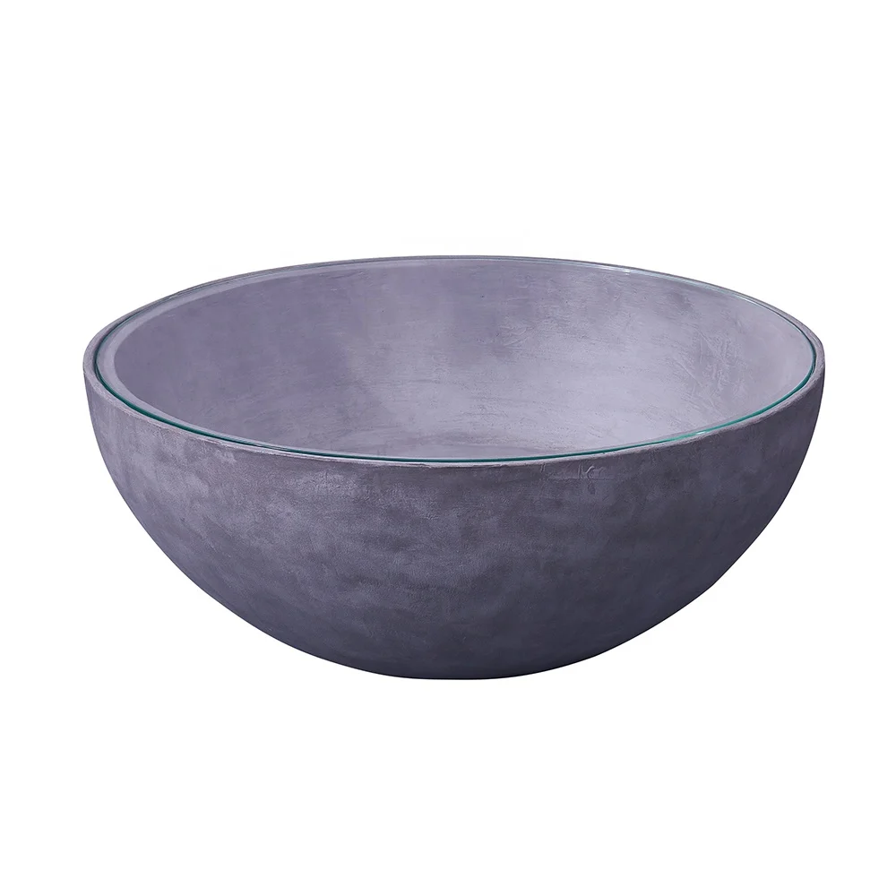 Mid Cemtury Home Furniture Living Room Bowl-Shaped Cement End Table