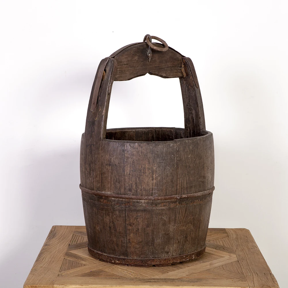 Antique wooden garden wholesale home decoration pieces accessories bucket
