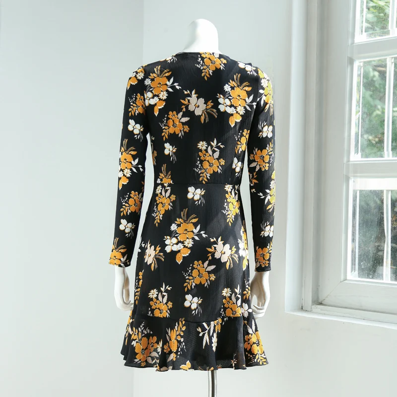 
Flower Print Dress Women Flounce Casual ukraine vestido de festa Female Resort Waist Warp Sexy Summer Style Ruffles Boho Dresses 