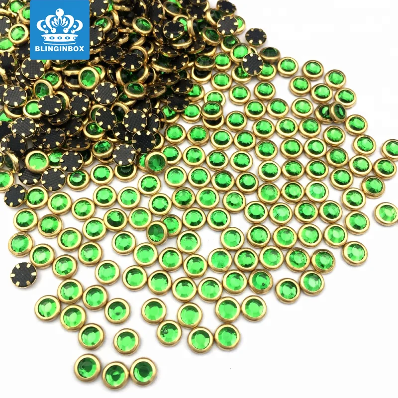 Wholesale various color hotfix rim rhinestone gold metal ring for garment accessories