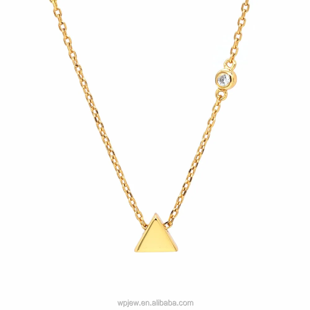 925 Sterling Silver Triangle Pyramid with Crystal Polished Fashion Pendant Necklace Jewelry for Girls jewelry triangle necklace