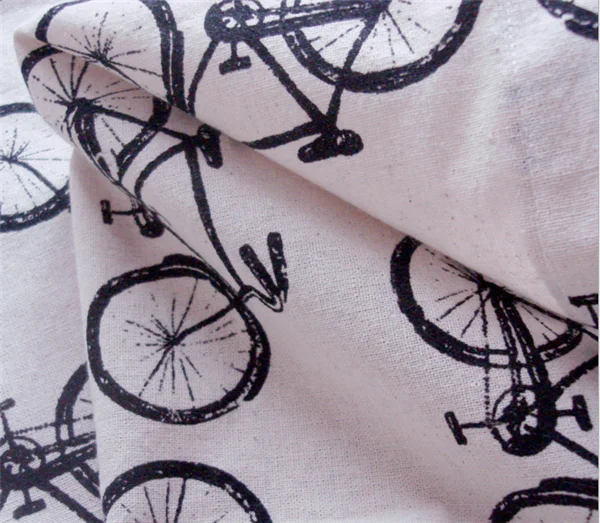 
wholesale bicycle printed cotton linen fabric IDY handmade fabric for pillow/curtain/sofa sets/tablecloth 
