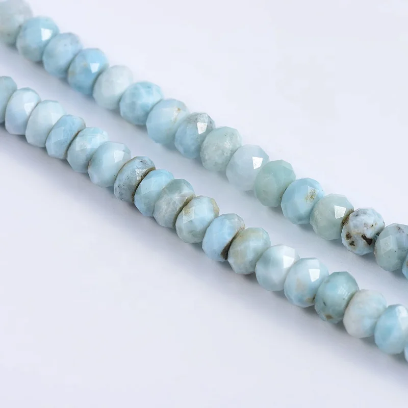 Natural Stone A Grade Faceted Gemstones Larimar Rondelle Beads Gemstone Strand For Jewelry Making