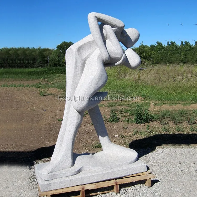 Stone abstract erotic boy and girl granite love couple statue
