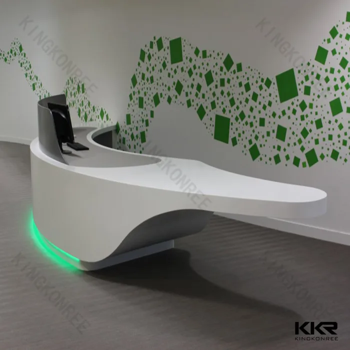 fashion round computer desk white curved reception desk