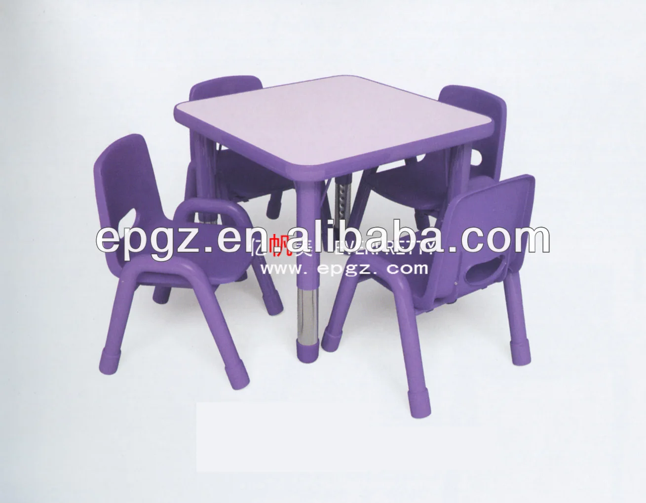 регулируемая детский стол и председатель, детский сад квадратный стол и стул, пластиковые дети стол и стул