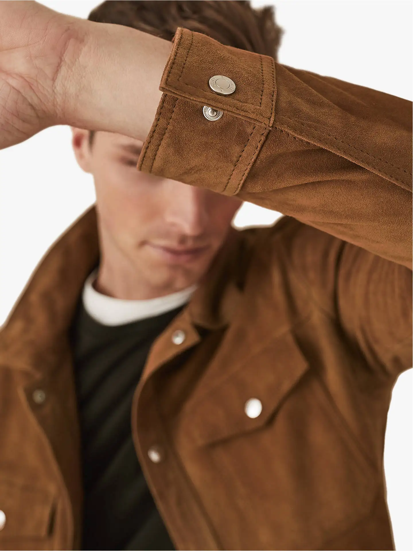 Big mens jacket Wholesale Spring Autumn Casual Solid old fashioned buttons down faux suede jacket  for tall men