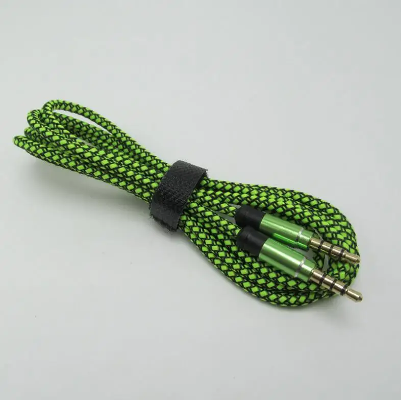 Twine braided Audio cable 1.5 m nylon AUX cable colorful metal 3.5 to 3.5 male