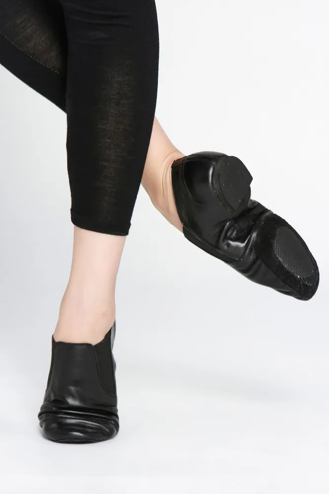 
D004719 Dttrol dance men black twin gore shoe leather slip on jazz shoes 