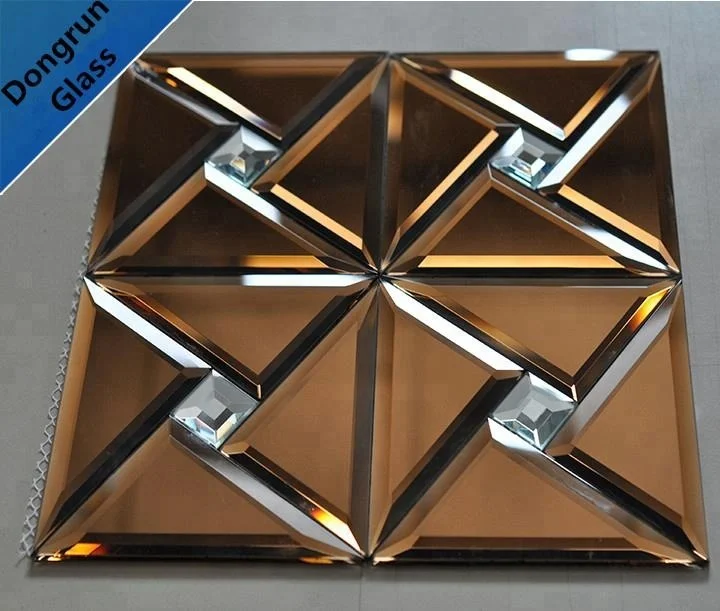 Rhombus clear Golden Silver Tinted Spell Mirror Glass Living Room Dining Room Background Decorative Wall Mirror