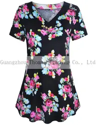 Summer Ins Fashion Women Floral Tops Shirts Blouse With Buttons