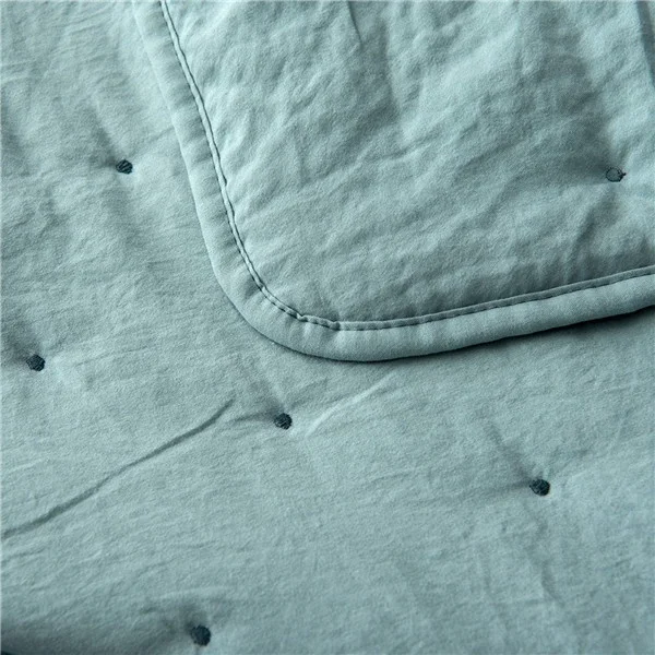 Soft Washable Lightweight Quilt Pillow Case Blanket Bed Coverlet Sets Bedspread with Solid colo