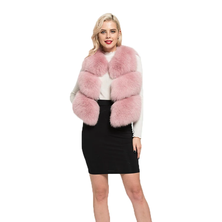Высококачественный Женский жилет из натурального Лисьего меха, зимний теплый жилет в 3 ряда, пальто без рукавов, модный жилет