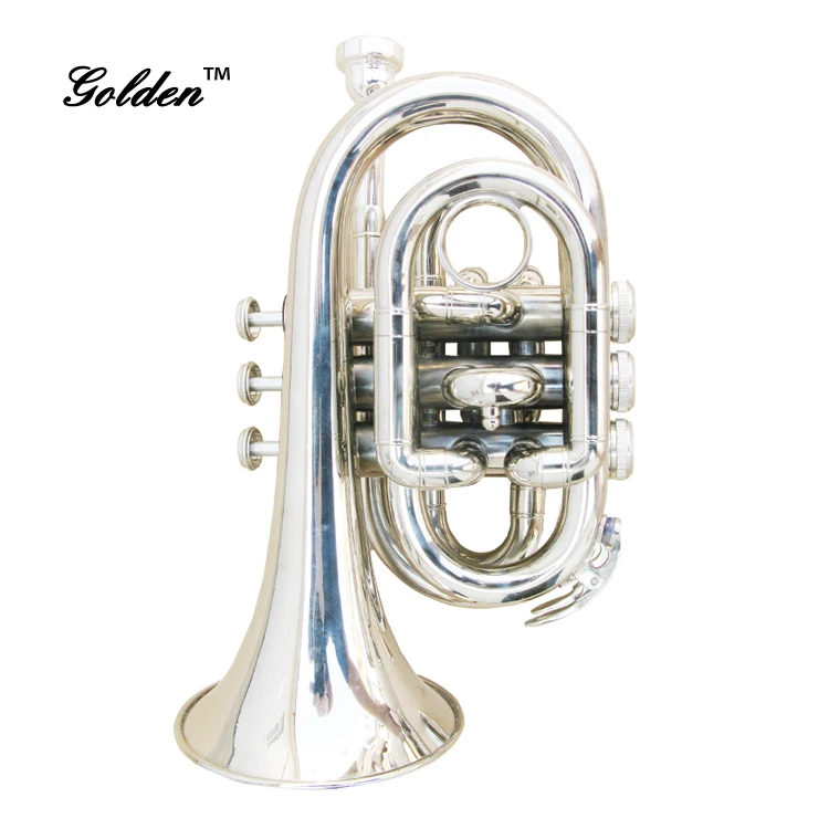 
Wholesale JTP-01 Brass body Silver plated Bb Key Pocket Trumpet for sale 