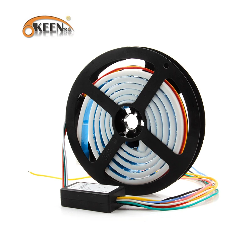 KEEN Colorful 12V 120cm Car LED trunk light 5050 RGB strip moving Flash Warning Turn Signal Lamp