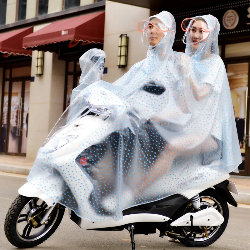 New fashion thick 2 persons riding motorcycle raincoat ponchos electric car motor battery car pvc raincoat