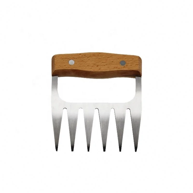 
Meat Shredding Claws Stainless Steel Metal Pulled Pork Bear Barbecue Claws With Wooden Handle 