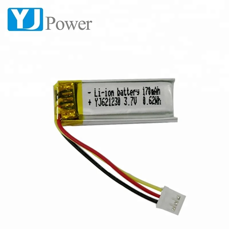 Hot sele lithium polymer battery  3.7V  621230 170mAh rechargeable polymer battery  for smart devices